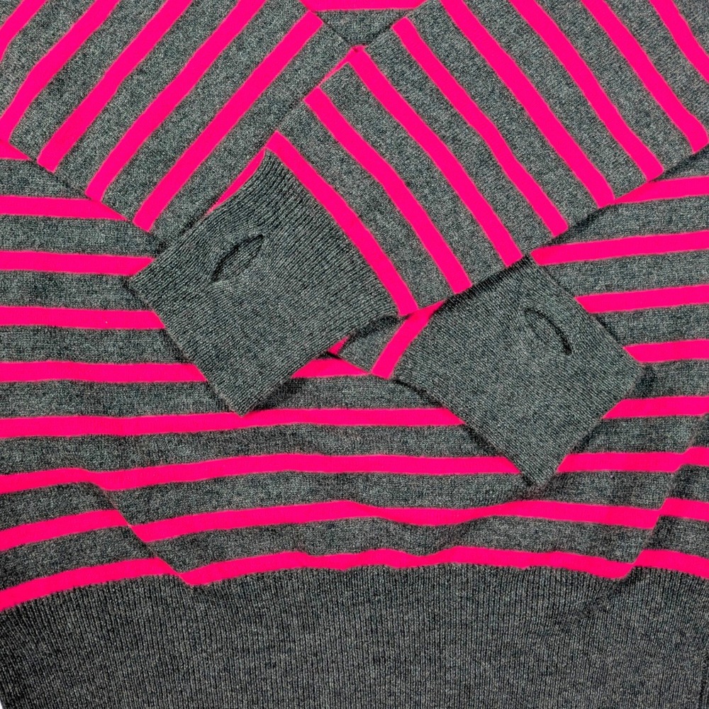 Zadig & Voltaire Ava Wool Cashmere Striped Star Sweater Gray Pink Girls 16 / 16Y - Picture 5 of 12